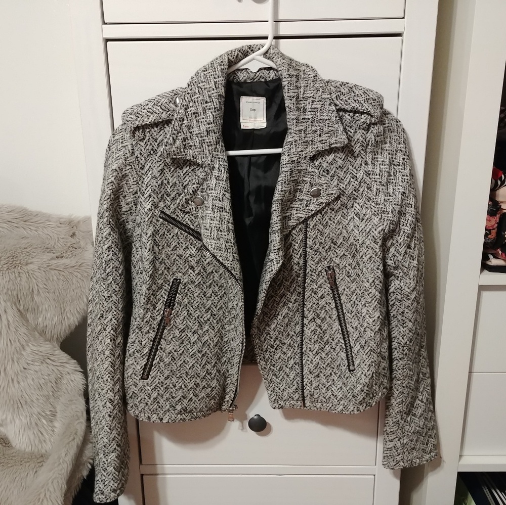 Gap Tweed Cropped Moto Jacket